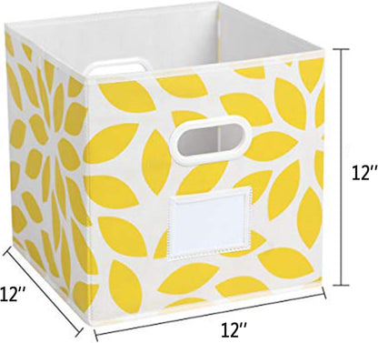 MAX Houser Fabric Storage Bins Cubes Baskets Containers with Dual Plastic Handles for Home Closet Bedroom Drawers Organizers, Flodable, Blue, Set of 4
