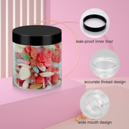 Loretoy 36 Pack 2 OZ Plastic Jars with Lids, BPA Free, Reusable, Refillable Transparent Cosmetic Containers for Bath Salts, Cosmetics, Powders, Beauty Product and Small Accessories