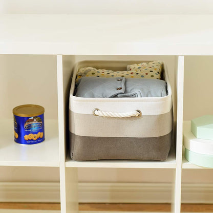 Fabric Storage Bins 12x8x5 inch [6-Pack] with Rope Handles - Decorative Baskets for Organizing