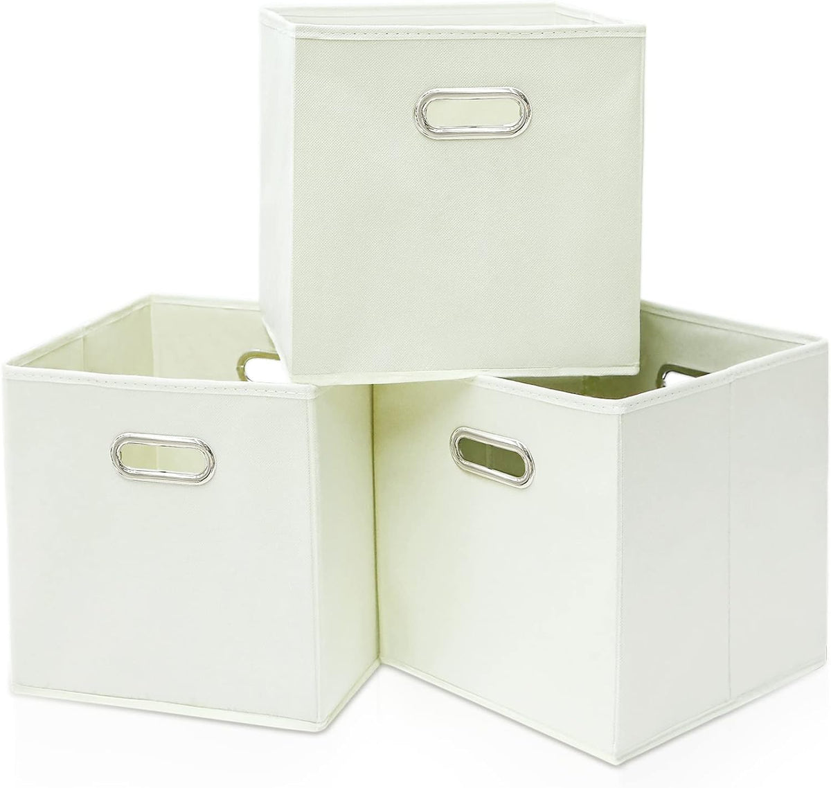 Black Fabric Cubby Storage Bins，13x13x13 Inches ，Cube Organizer Bin Foldable Storage Boxes with Dual Handles Fabric Organizer Box and collapsible Storage basket，Set of 3 ，Black