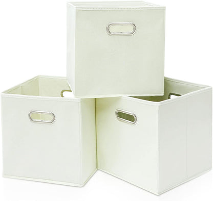 Black Fabric Cubby Storage Bins，13x13x13 Inches ，Cube Organizer Bin Foldable Storage Boxes with Dual Handles Fabric Organizer Box and collapsible Storage basket，Set of 3 ，Black