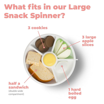 GoBe Kids Small Snack Spinner Slide Bundle with Hand Strap and Sticker Sheet - Reusable Snack Container with 5 Compartment Dispenser and Lid | BPA/PVC Free | Dishwasher Safe | No Spill - Coral Pink