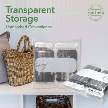 Seal Fresh 3 Gallon Large Plastic Storage Bags – 16" x 18" (15 Count) – Reusable XXL Extra Large Clear Jumbo Zip Bags with Sealable Zipper Top For Clothes, Travel, Moving