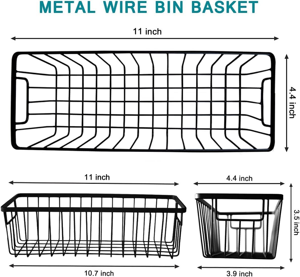 SheeChung Farmhouse Metal Wire Bin Basket with Wall Mount - Small, - Portable Hanging Wall Basket, Rustic Home Storage Organizer for Cabinets, Pantry, Closets, Bathroom, Kitchen,Bedroom(Black)