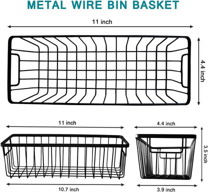 SheeChung Farmhouse Metal Wire Bin Basket with Wall Mount - Small, - Portable Hanging Wall Basket, Rustic Home Storage Organizer for Cabinets, Pantry, Closets, Bathroom, Kitchen,Bedroom(Black)