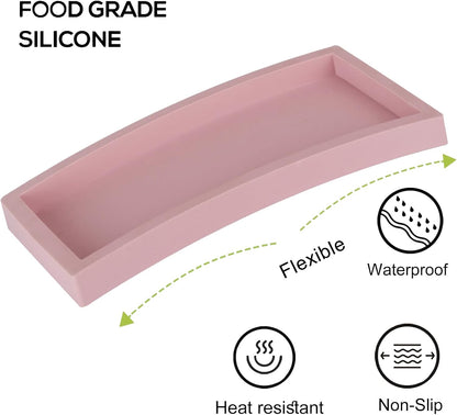 Small Silicone Bathroom Vanity Tray Rectangle Soap and Sponge Holder Kitchen Sink Organizer for Scrubber, Lotion Bottles, Perfume, Jewelry, Candle, Key Trinket Ring, Black