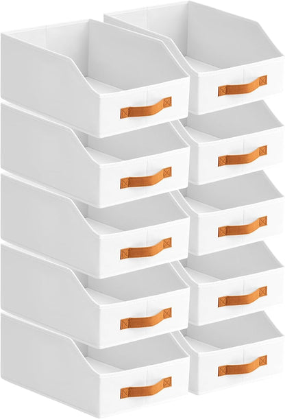 Homsorout Fabric Storage Bins for Organizing - Large Trapezoid Collapsible Storage Bins with Front Handle, Closet Organizers and Storage for Bedroom, Home Shelves, Small Spaces, Beige