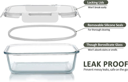 M MCIRCO [80 oz & 36 oz Extra Large Glass Food Storage/Baking Containers Set with Lids, 2 Pack 80 oz(10 cup)&2 Pack 36 oz (4.5 cup) Airtight Glass Container,Microwave,Oven,Freezer and Dishwasher