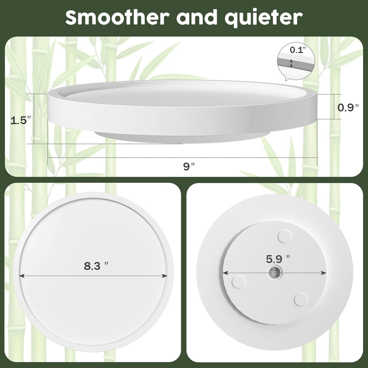 Lazy Susan Organizer, 10 Inch Non-Skid Bamboo Turntable Organizer for Salt Pepper Olive Oil and Spices Next to Stove, Wooden Lazy Susan for Table or Kitchen Countertop Organizer