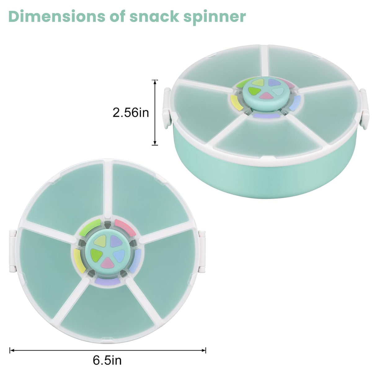Pawtong Snack Rotator Container Reusable Snack Box with 5 Compartment Dispenser and Lid, Color Matching Opening Lid, BPA and PVC Free, for Home, School, Travel (Purple)
