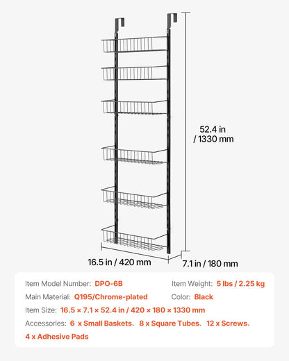 VEVOR Over the Door Pantry Organizer, 10-Tier Pantry Organization and Storage, Heavy-Duty Steel Hanging Spice Rack, Adjustable Wall Seasoning Shelves, for Home Kitchen Laundry Room Bathroom, White
