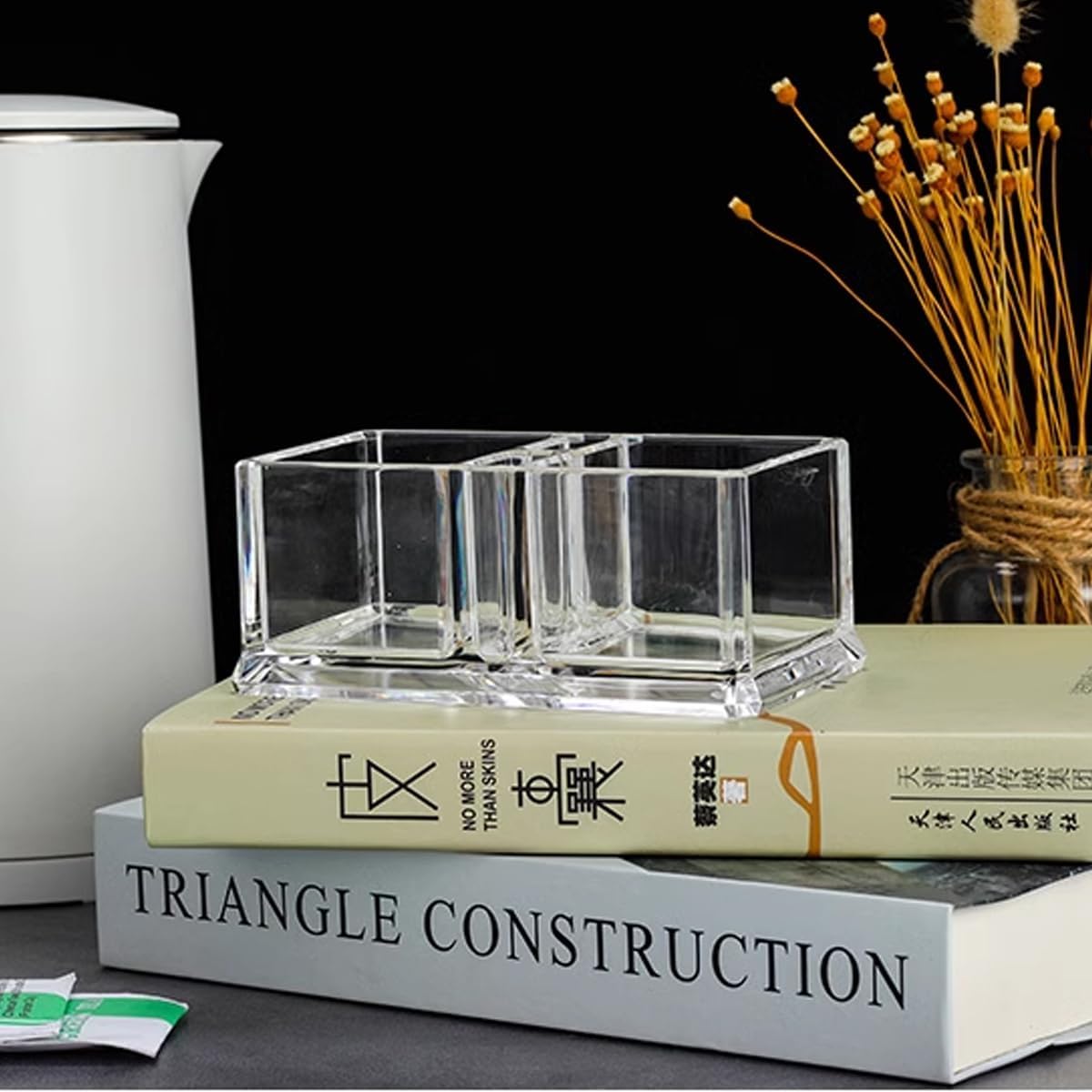 Clear Acrylic Two Lattices Tea Bags Holder Coffee Sugar Bag Case Guest Room Storage Boxes YTBH-001