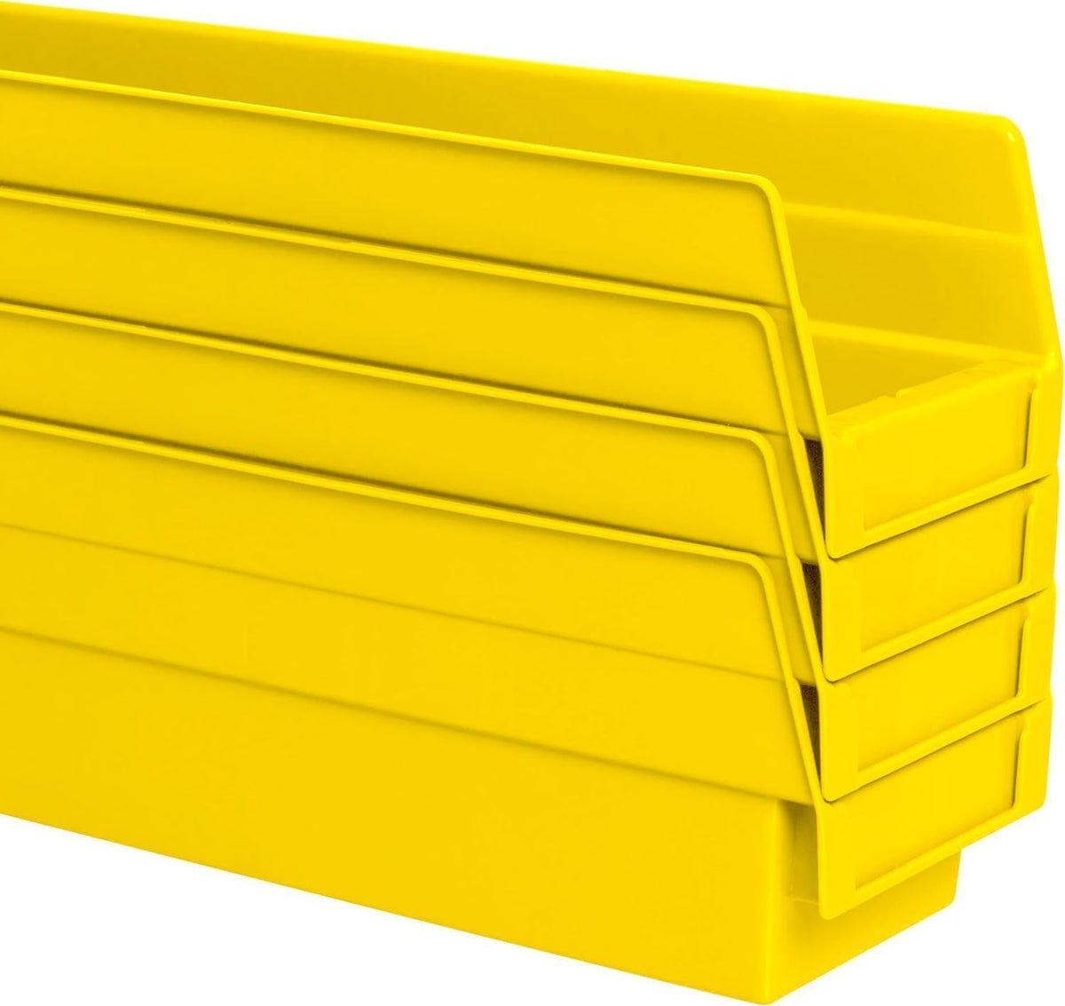 Akro-Mils 30124 Plastic Shelf Bins, Heavy Duty Storage Bins for Garage, Closet, and Drawer Organization, 24-Inch x 4-Inch x 4-Inch, Clear, 12-Pack