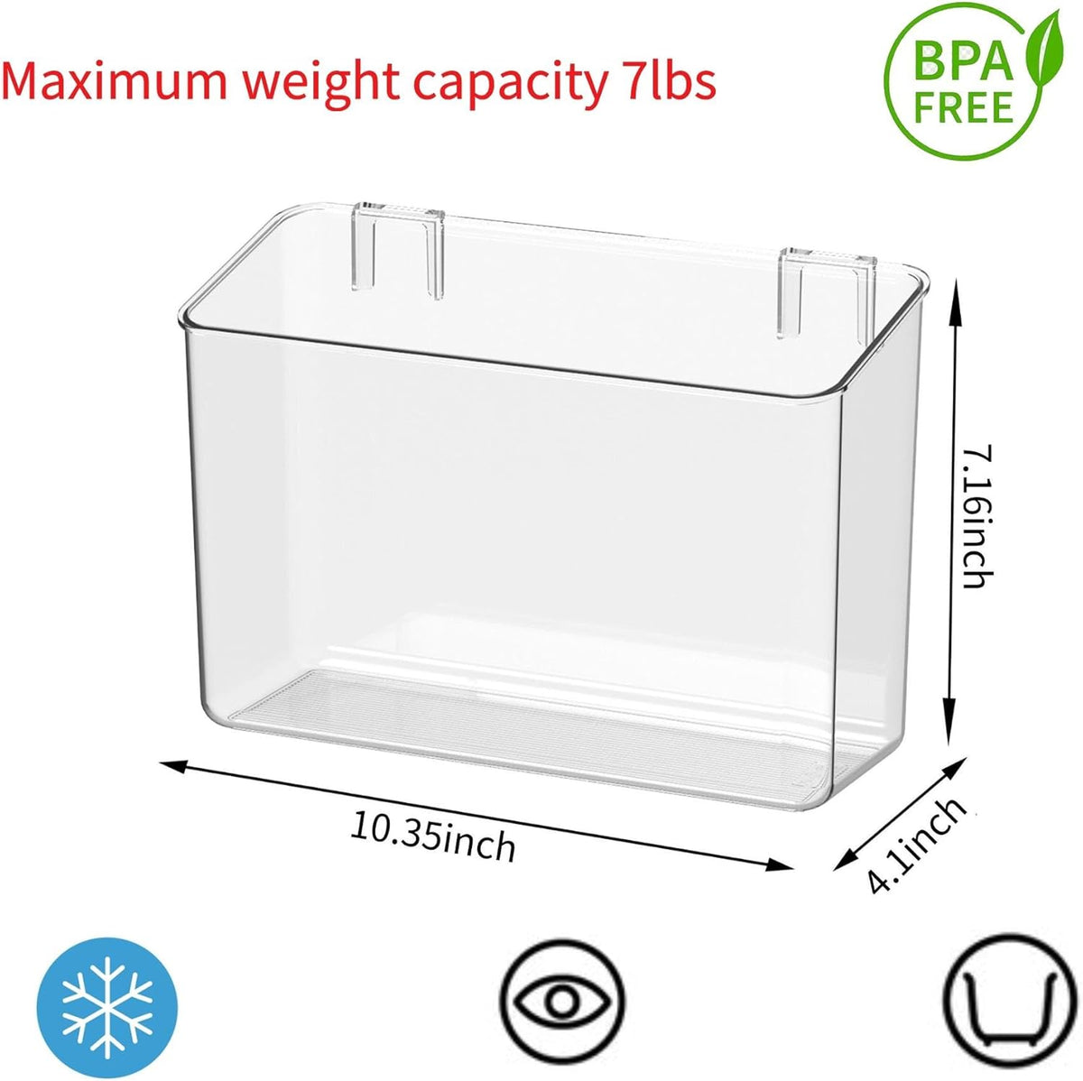 vacane Plastic Adhesive Mount Over Cabinet Door Organizer, Wall Organization Container Makeup Organizer Hanging Basket Bins for Kitchen, Pantry, Craft Room, Office, Space Saving Holder