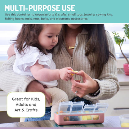 melii Snackle Box | 4 Compartment Snack Container with Individual Lids, BPA-Free Food Storage for Travel, School & On-the-Go Snacks, Kids & Family Organizer (Berry)