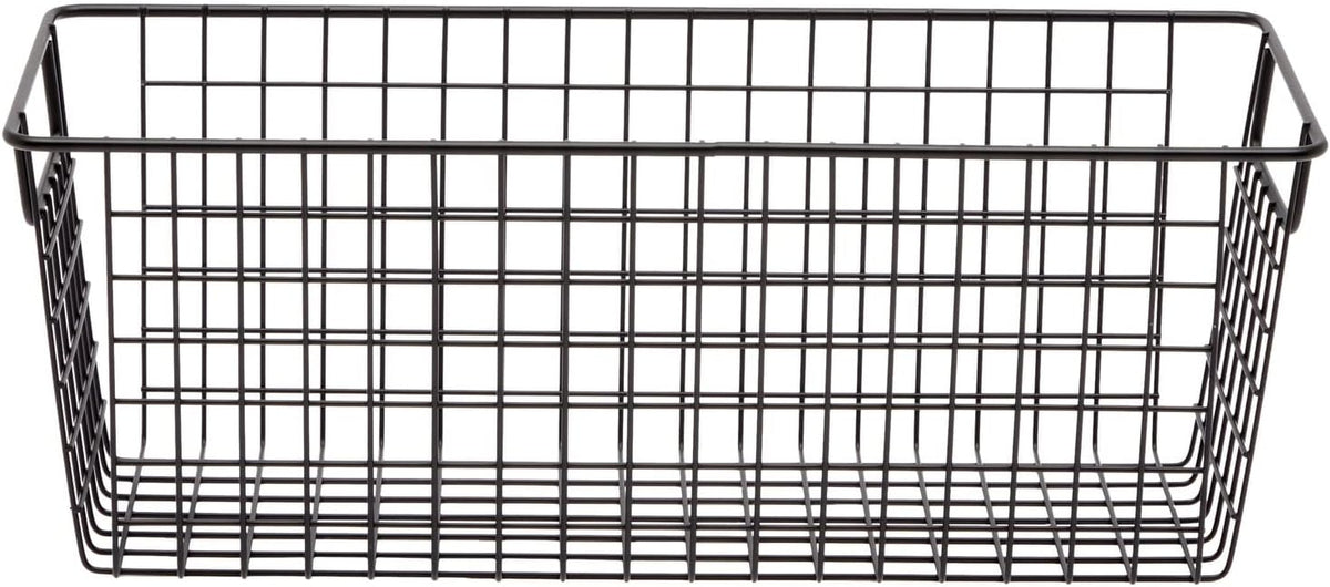 Farmlyn Creek Metal Wire Narrow Baskets - Rust-Resistant Pantry Organizer Storage - Sturdy Handles for Cabinet Organizer - Slim Profile for Narrow Storage - 3-Pack, 16 x 6 x 6 in, Black