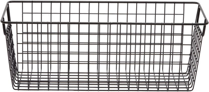 Farmlyn Creek Metal Wire Narrow Baskets - Rust-Resistant Pantry Organizer Storage - Sturdy Handles for Cabinet Organizer - Slim Profile for Narrow Storage - 3-Pack, 16 x 6 x 6 in, Black