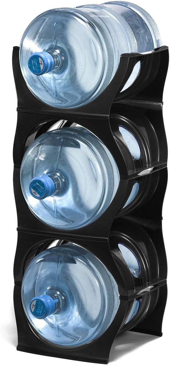 Bariboo Stackable Water Bottle Storage Rack Best Water Jugs 5 Gallon Organizer. Jug Holder for Kitchen, Cabinet and Office Organizing. Reinforced Polypropylene (Silver, 4 No Shelf)