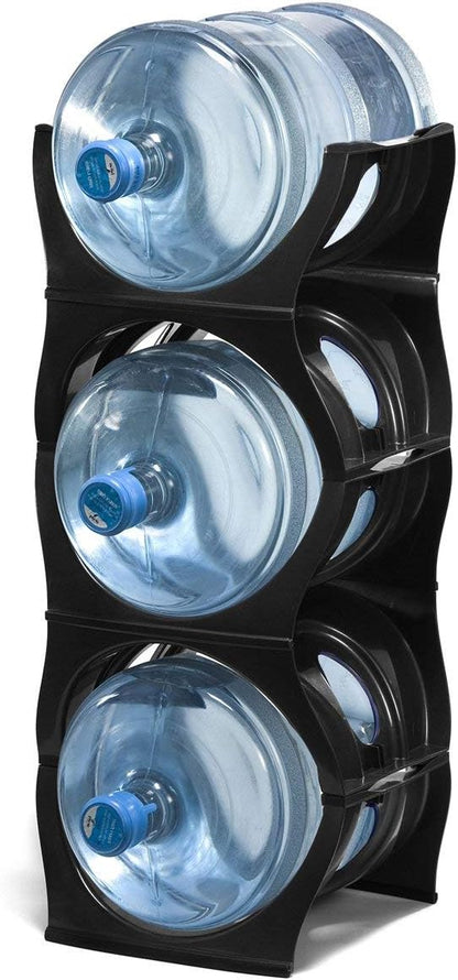 Bariboo Stackable Water Bottle Storage Rack Best Water Jugs 5 Gallon Organizer. Jug Holder for Kitchen, Cabinet and Office Organizing. Reinforced Polypropylene (Silver, 4 No Shelf)