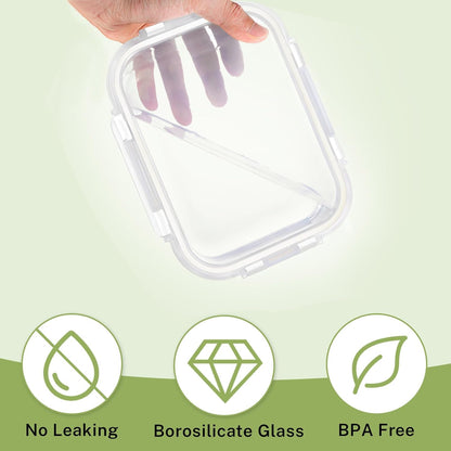 8 Pack Borosilicate Glass Food Storage Containers with Lids, Glass Meal Prep Containers, Airtight Bento Lunch Boxes with Snap Locks, Oven, Freezer and Dishwasher Safe, BPA Free, Kitchen Storage Set