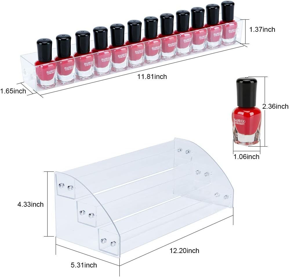 KINGROW Nail Polish Organizer Holder Rack 6 Layers Acrylic Display Shelf For Eyeglasses Essential Oils Ink Storage Holds Up to 96 Bottles (Fit 1-2oz Bottles)