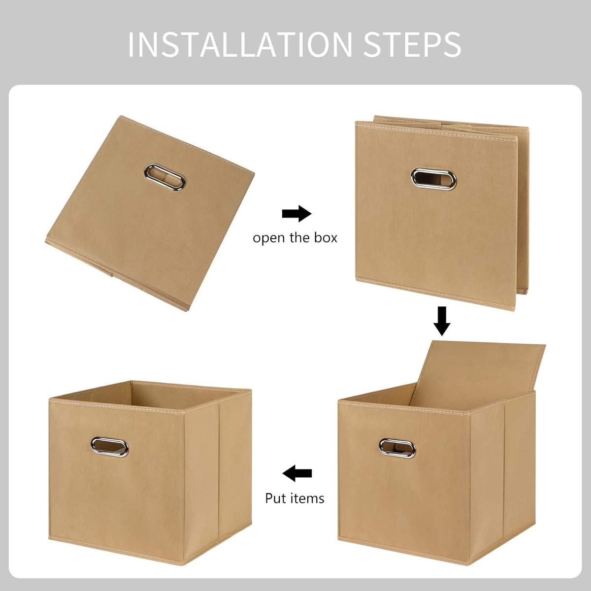 Black Fabric Cubby Storage Bins，13x13x13 Inches ，Cube Organizer Bin Foldable Storage Boxes with Dual Handles Fabric Organizer Box and collapsible Storage basket，Set of 3 ，Black