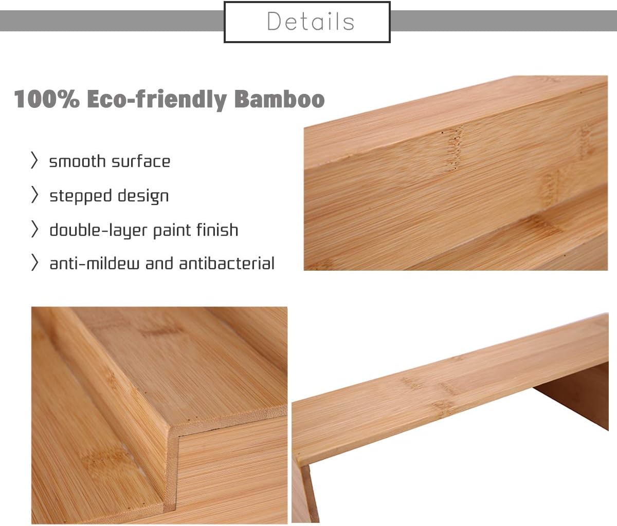 3-Tier Bamboo Drawer Spice Rack Wooden Kitchen Cabinet Spice Organizer Spice Jar Holder, Medicine/Health Care/Vitamin Bottles Storage Rack (Pre-Measure Drawer Dimensions), Drawer Rack