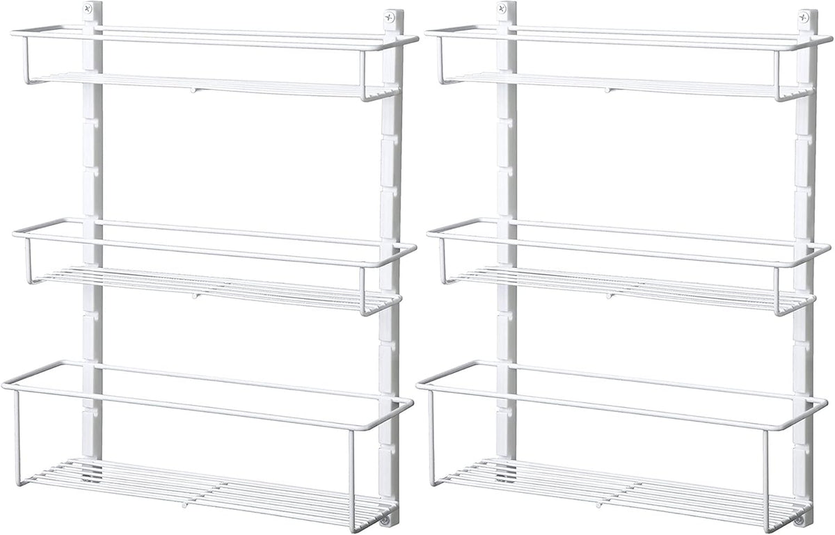 ClosetMaid Adjustable 3 Shelf Spice Rack Organizer Kitchen Pantry Storage for Cabinet Door or Wall Mount with Metal Shelves, White (2 Pack)