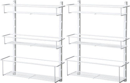 ClosetMaid Adjustable 3 Shelf Spice Rack Organizer Kitchen Pantry Storage for Cabinet Door or Wall Mount with Metal Shelves, White (2 Pack)