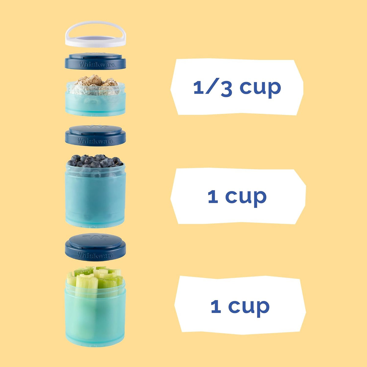 Whiskware Bluey Stackable Snack Containers for Babies, Toddlers, and Kids, 3 Stackable Snack Cups for School and Travel, Cupholder Friendly, Bluey and Bingo! Let’s Do This!