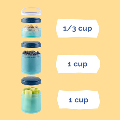 Whiskware Bluey Stackable Snack Containers for Babies, Toddlers, and Kids, 3 Stackable Snack Cups for School and Travel, Cupholder Friendly, Bluey and Bingo! Let’s Do This!
