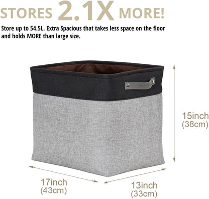 DECOMOMO Storage Bins, Large Fabric Storage Baskets for Shelves, Decorative Linen Closet Organizer, 15 x 11 x 9.5 inches (Beige & White, 3 Pack)