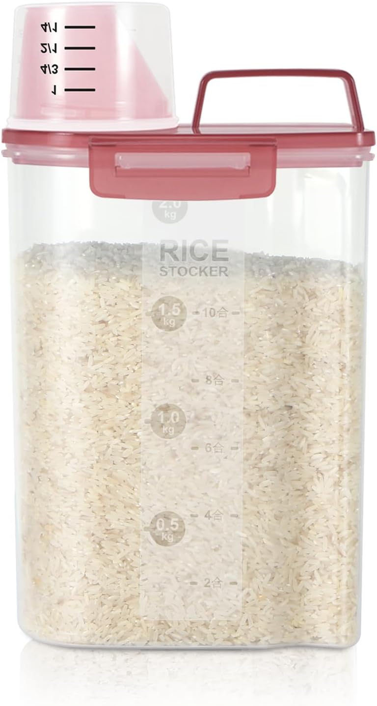 LEAWALK Airtight 4 LBS Rice/Cereal/Dry Food Storage Container BPA Free, 2.11Qt Clear Plastic Kitchen and Pantry Organization Bin Suitable for Oats, Flour, Sugar, Pasta, Pet Food, etc (Clear Grey)