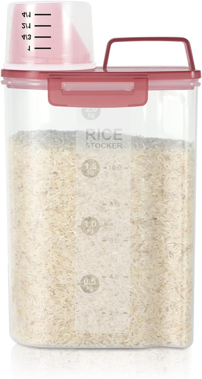 LEAWALK Airtight 4 LBS Rice/Cereal/Dry Food Storage Container BPA Free, 2.11Qt Clear Plastic Kitchen and Pantry Organization Bin Suitable for Oats, Flour, Sugar, Pasta, Pet Food, etc (Clear Grey)