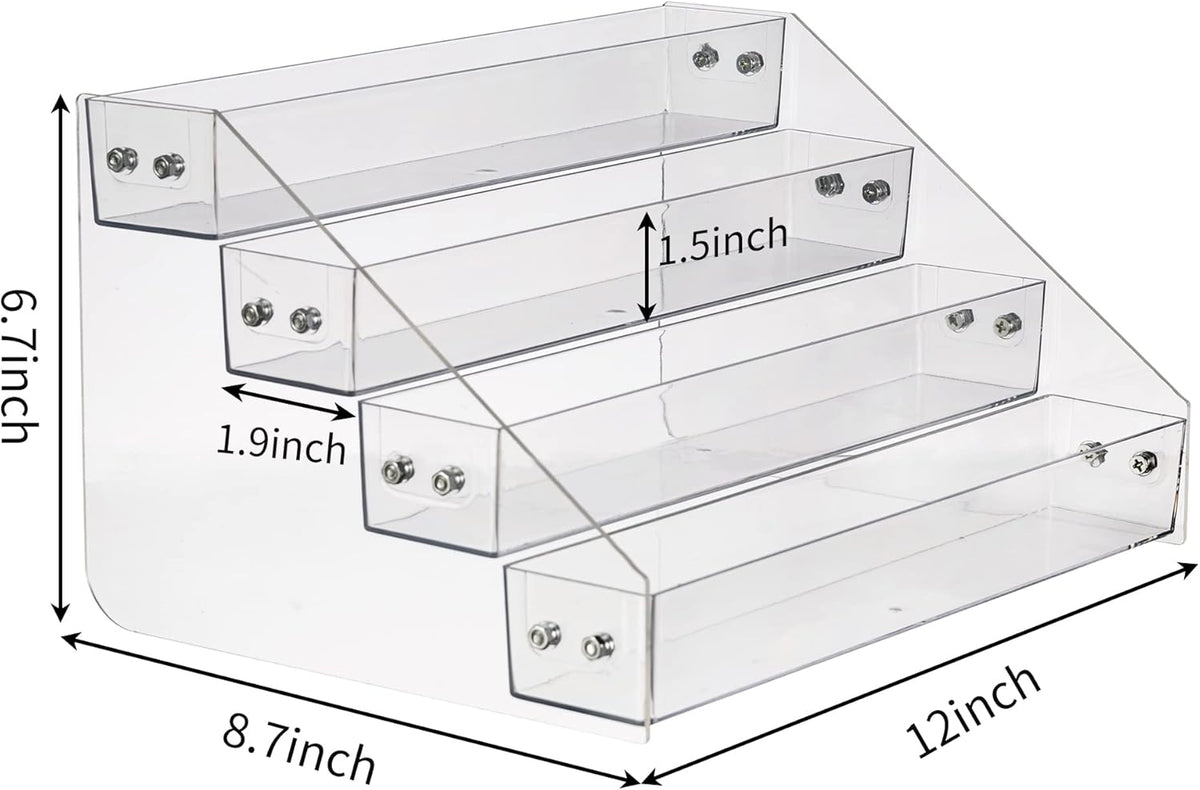 Tiered Spice Rack Acrylic, Spice Rack Shelf Seasoning Organizer for Countertop, Cabinet, Pantry, Kitchen Storage - 5 Tier