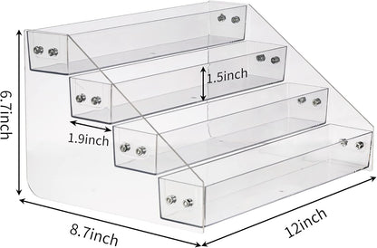 Tiered Spice Rack Acrylic, Spice Rack Shelf Seasoning Organizer for Countertop, Cabinet, Pantry, Kitchen Storage - 5 Tier
