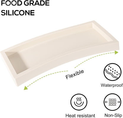 Small Silicone Bathroom Vanity Tray Rectangle Soap and Sponge Holder Kitchen Sink Organizer for Scrubber, Lotion Bottles, Perfume, Jewelry, Candle, Key Trinket Ring, Black
