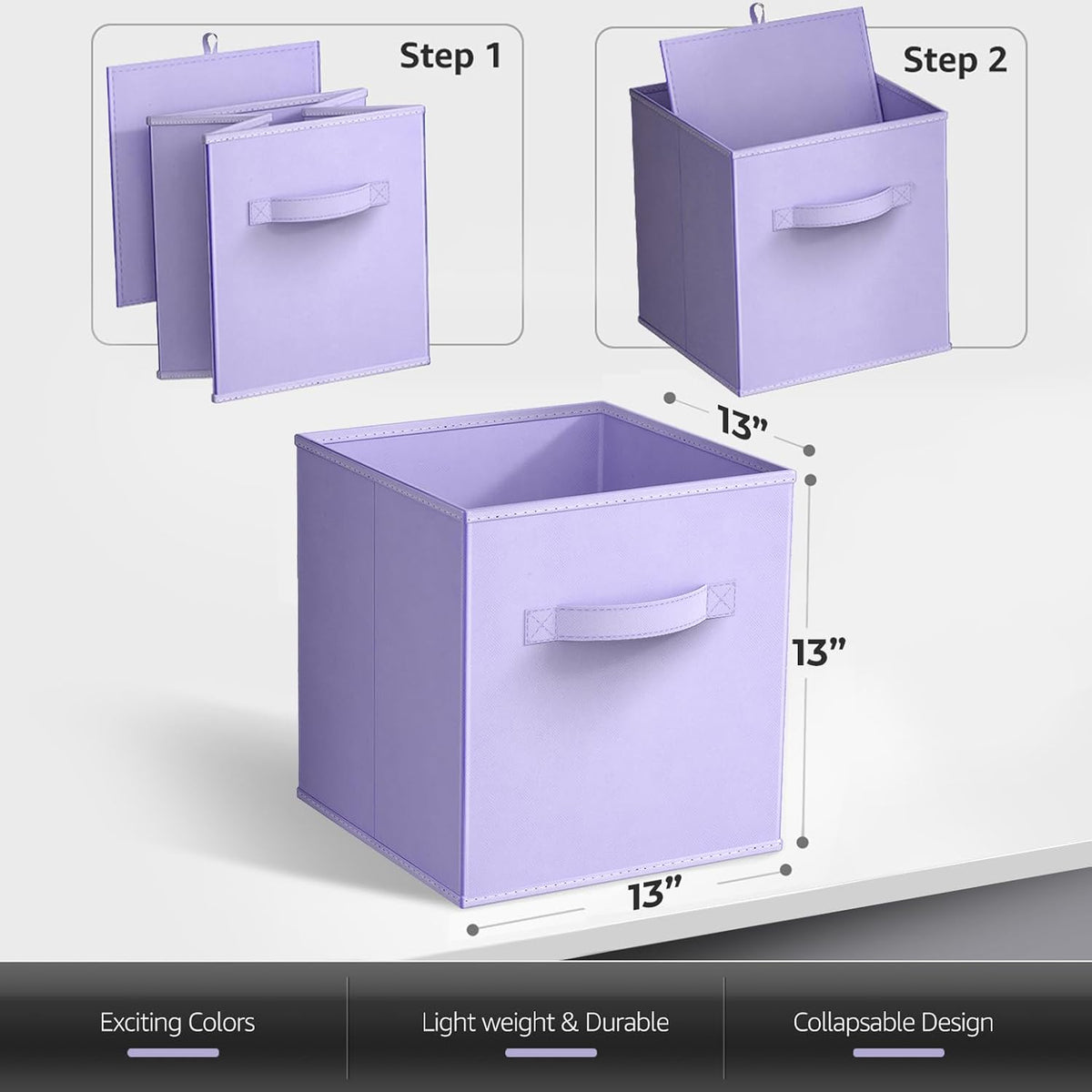 Sorbus Fabric Storage Cubes - 8 Foldable Storage Bins for Organizing Pantry, Cubbies, Toy Box - Clothes Storage & Closet Organizer - 11 Inch Collapsible Cube Baskets for Shelves with Handle