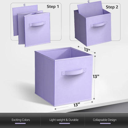 Sorbus Fabric Storage Cubes - 8 Foldable Storage Bins for Organizing Pantry, Cubbies, Toy Box - Clothes Storage & Closet Organizer - 11 Inch Collapsible Cube Baskets for Shelves with Handle