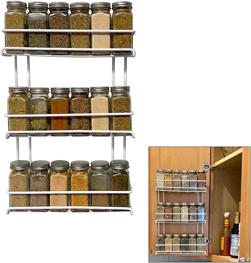 Evelots Over the Door Pantry Spice Rack Organizer -6 Tier -Holds up to 54 Spices- Adjustable Metal Baskets for Kitchen, Bathroom Storage & Organization (White) No Tool Easy Install