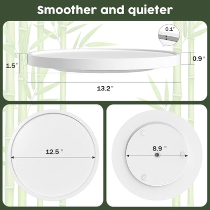 Lazy Susan Organizer, 10 Inch Non-Skid Bamboo Turntable Organizer for Salt Pepper Olive Oil and Spices Next to Stove, Wooden Lazy Susan for Table or Kitchen Countertop Organizer