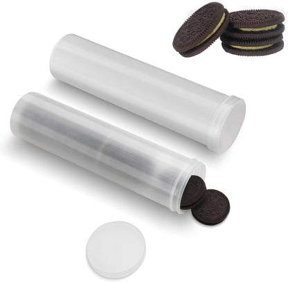 2PCS Storage Container Compatible with Oreo-6.5-Inch Width 24.8-Inch Height,Round,Food Grade PP Material,Transparent Cookie Holder For Stay Fresh,