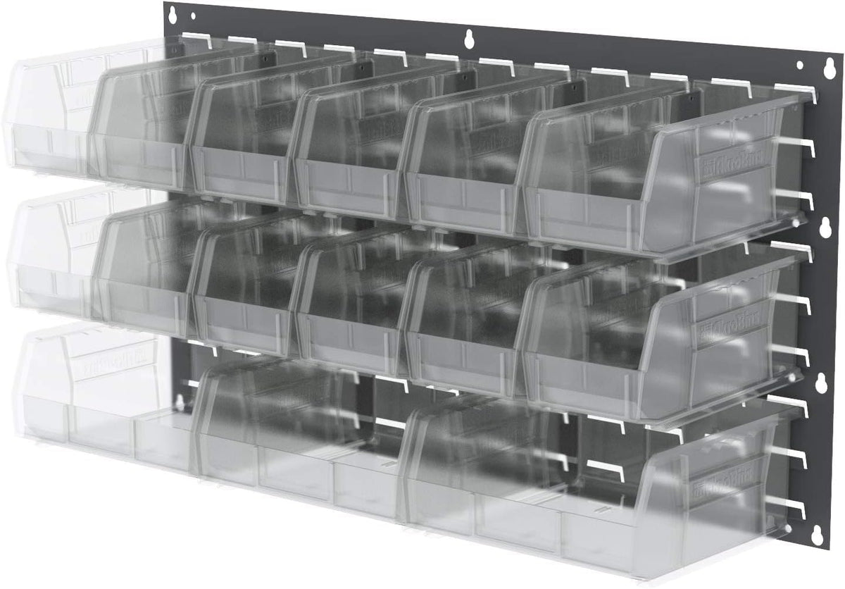 Akro-Mils 30230 AkroBins Plastic Storage Bins, Space-Saving Stackable Bins for Garage, Pantry, Craft Organization, 11" x 5" x 5", Clear, 12-Pack