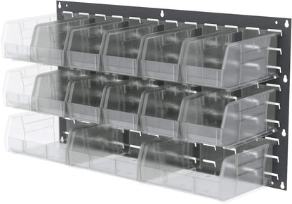 Akro-Mils 30230 AkroBins Plastic Storage Bins, Space-Saving Stackable Bins for Garage, Pantry, Craft Organization, 11" x 5" x 5", Clear, 12-Pack