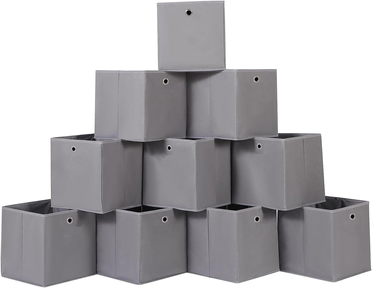 Black Foldable Storage Cubes Bins ,11 Inch Cloth Storage Cube Fabric Storage Box Cubes Organizer Baskets with Handles for Home Organizer Set of 3 (Black)