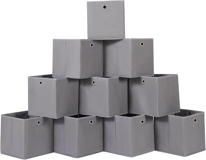 Black Foldable Storage Cubes Bins ,11 Inch Cloth Storage Cube Fabric Storage Box Cubes Organizer Baskets with Handles for Home Organizer Set of 3 (Black)