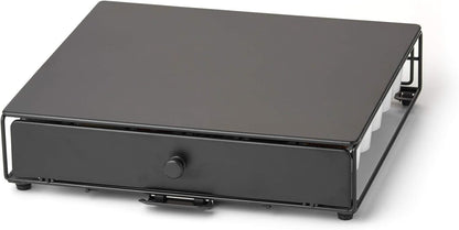 Nifty Rolling Coffee Pod Drawer – Black Finish, Compatible with K-Cups, 36 Pod Pack Holder, Compact Under Coffee Pot Storage Drawer, Slim Home Kitchen Counter Organizer