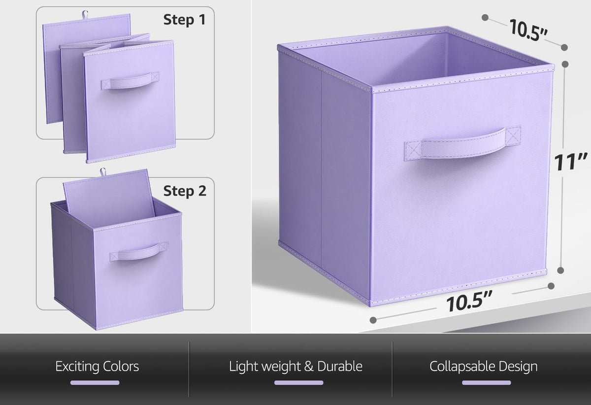 Sorbus Fabric Storage Cubes - 6 Foldable Storage Bins for Organizing Pantry, Cubbies, Toy Box - Clothes Storage & Closet Organizer - 13 Inch Collapsible Cube Baskets for Shelves with Handle