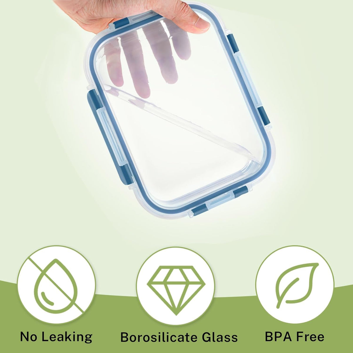 8 Pack Borosilicate Glass Food Storage Containers with Lids, Glass Meal Prep Containers, Airtight Bento Lunch Boxes with Snap Locks, Oven, Freezer and Dishwasher Safe, BPA Free, Kitchen Storage Set