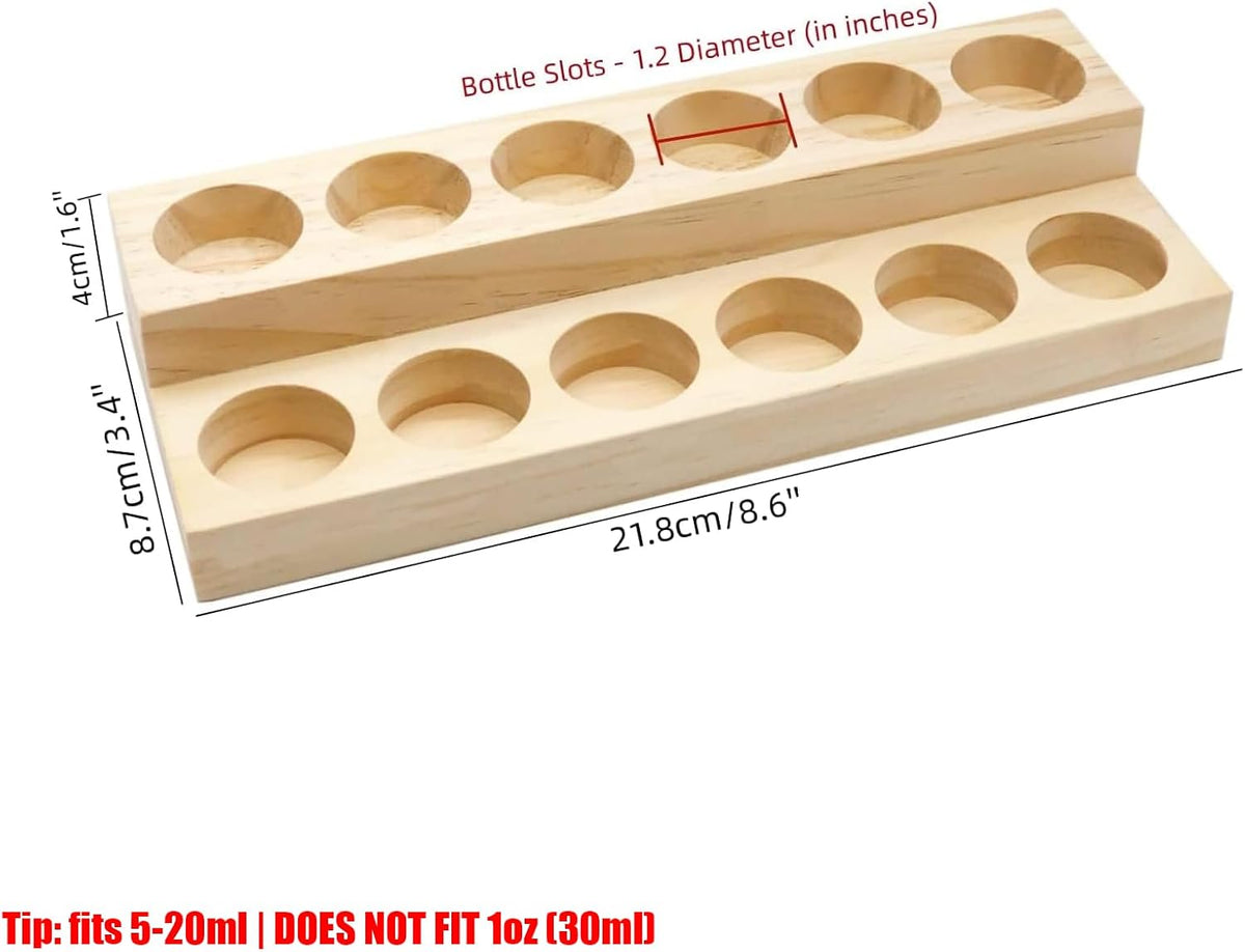 Essential Oil Display Stand 4 Tier Essential Oil Holder Solid Wood Essential Oil Rack for 24 Bottles Tabletop Display Holder Bottle Organizer for 5-20ml Bottles Display for Essential Oils